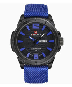 NaviForce NF9066M blue nylon strap black analog dial mens wrist watch