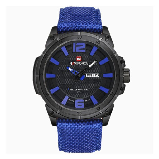 NaviForce NF9066M blue nylon strap black analog dial mens wrist watch