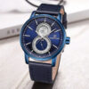 Naviforce nf3005 blue leather band blue multi hand dial mens wrist watch