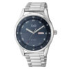 Q&Q A210J215Y silver stainless steel blue analog dial mens hand watch