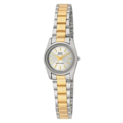 Q&Q Q415-401Y two tone stainless steel silver dial ladies analog wrist watch
