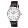 Q&Q Q956J304Y black leather strap white dial mens analog wrist watch