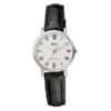 Q&Q QA21J307Y black leather strap white roman dial ladies analog wrist watch