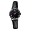 Q&Q QA21J508Y black roman dial black leather strap ladies wrist watch