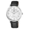Q&Q QA24J332Y black leather band white simple analog dial mens wrist watch