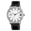 Q&Q QA98J301Y black leather strap white dial mens analog wrist watch