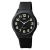 Q&Q VR28J004Y black resin band black dial analog mens wrist watch