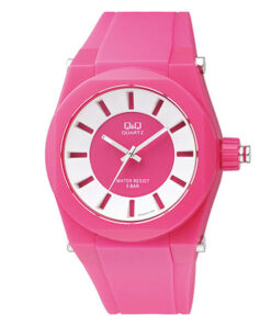 Q&Q VR32J006Y0 pink silicone band white dial girls analog wrist watch
