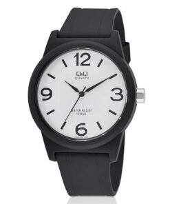 Q&Q VR35J020Y black resin band white dial mens wrist watch