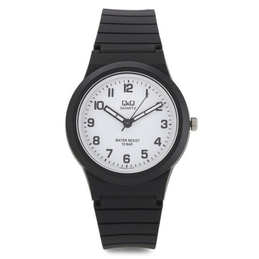 Q&Q VR94J003Y black rubber band white dial unisex analog wrist watch