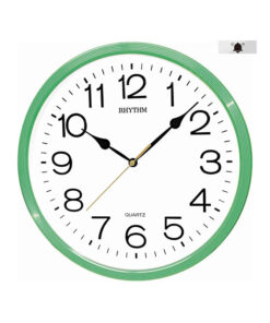 Rhythm CMG734NR05 green resin case white analog dial wall clock