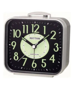 Rhythm CRA629NR19 silver resin frame black analog dial alarm clock