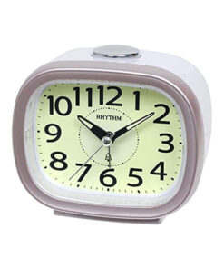 Rhythm CRA846NR13 pink white resin frame analog dial alarm clock