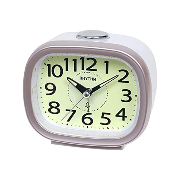 Rhythm CRA846NR13 pink white resin frame analog dial alarm clock