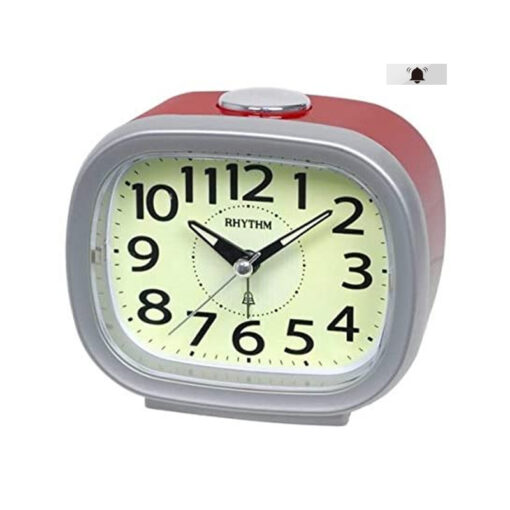 Rhythm CRA846NR19 red silver resin frame analog dial alarm clock
