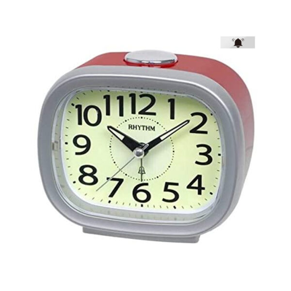 Rhythm CRA846NR19 red silver resin frame analog dial alarm clock
