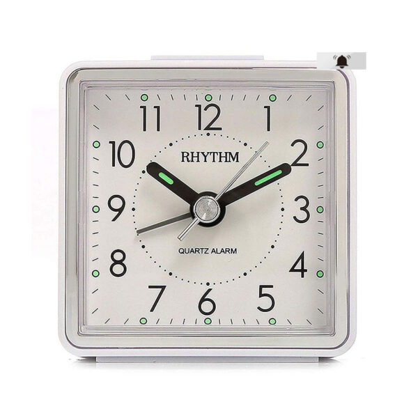 Rhythm CRE210NR03 white resin frame white numeric dial analog table alarm clock