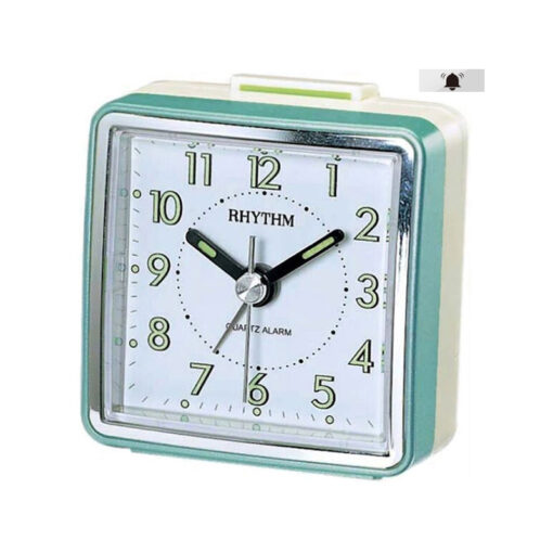 Rhythm CRE210NR05 green resin frame white numeric dial analog table alarm clock