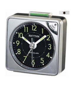 Rhythm CRE211NR66 silver resin frame black analog dial table clock