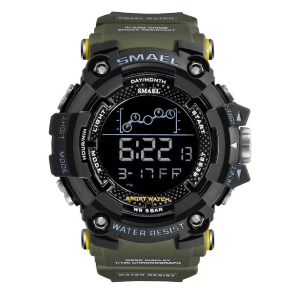 Smael 1802 green resin band black digital dial mens wrist watch