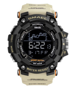 Smael 1802 khaki resin band black digital dial mens wrist watch