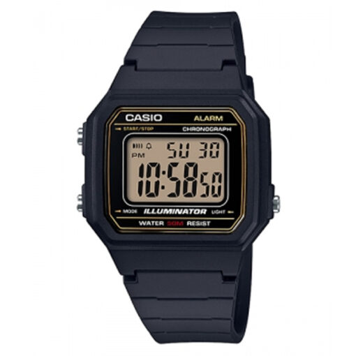 Casio W-217H-9A Classic Black Resin Digital Illuminator Alarm Sports Watch