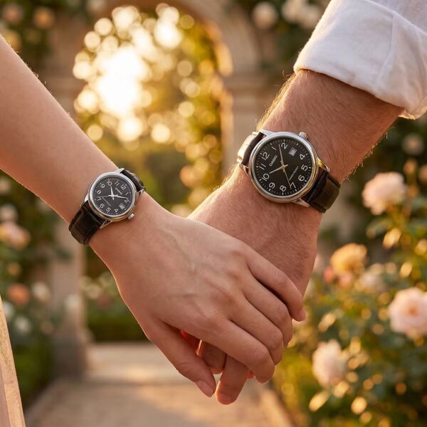 Alternative view of Original Casio Black Leather Couple Watches Pakistan | Anniversary Gift Set