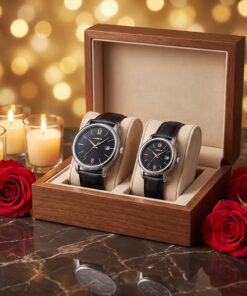 Casio Black Leather Anniversary Gift Watch Set in a Box