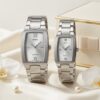 Elegant Couple Gift Watches | Casio Silver Rectangular Dial Stainless Steel Watch Set