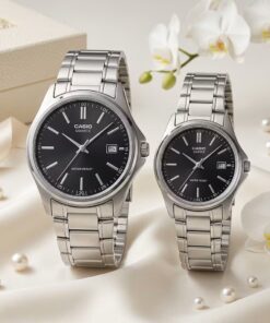 Casio Black Dial Couple Watch Set Pakistan | Stainless Steel Wedding & Anniversary Gift