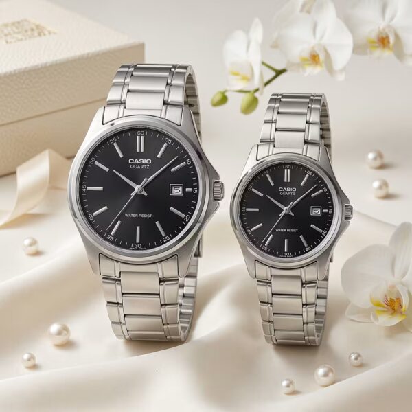 Casio Black Dial Couple Watch Set Pakistan | Stainless Steel Wedding & Anniversary Gift