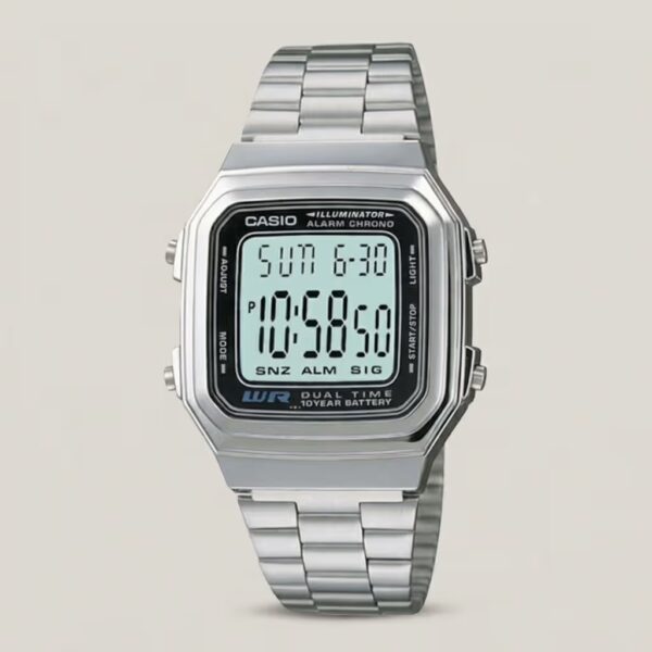 Casio A178WA-1AV silver stainless steel unisex vintage wrist watch