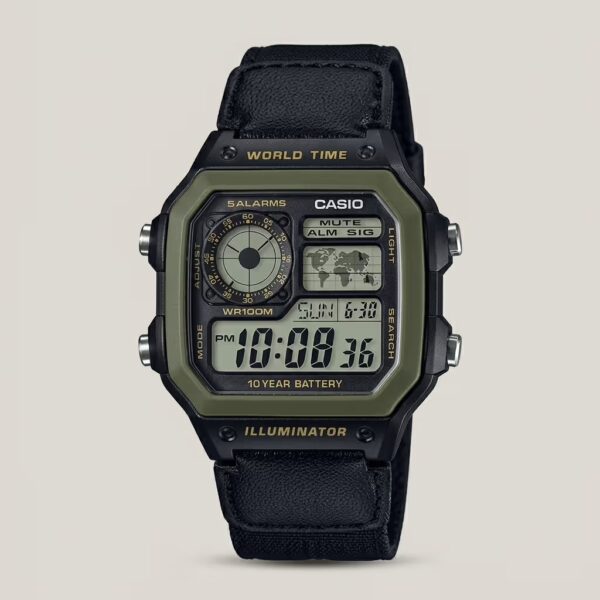 AE-1200WHB-1B Black Strap Color With Nylon Band Youth Digital Wrist Watch