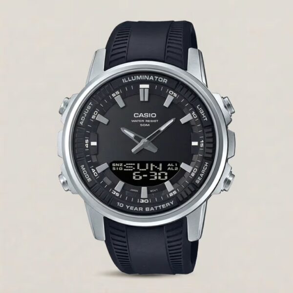 Casio AMW-880-1AV black resin band black analog digital dial mens wrist watch