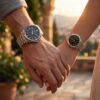 Anniversary Gift Casio Couple Watches showcased on couple wrists