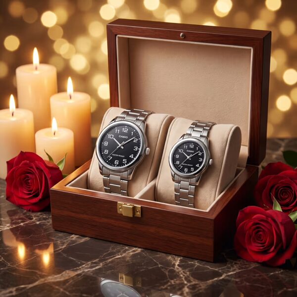 Original Casio Affordable Black Dial Couple Watches Pakistan - Image 3
