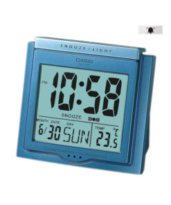 casio dq-750f-2d blue resin case digital alarm clock with thermometer feature