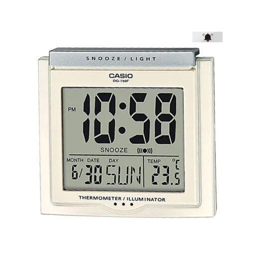 casio-dq-750f-7d white resin case digital dial table alarm clock