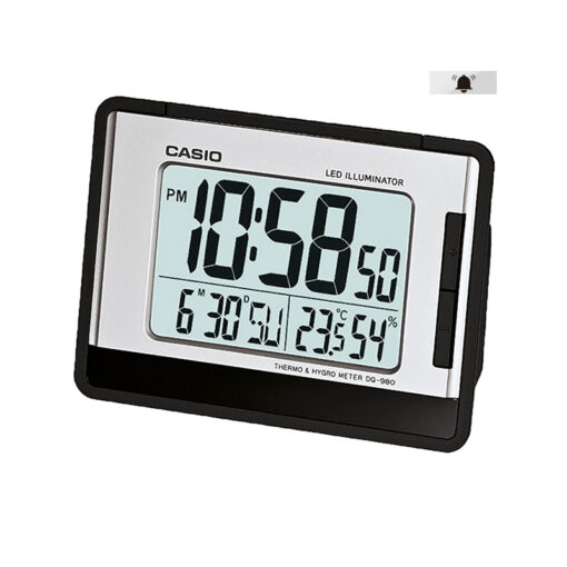 casio dq-980-1d grey black case digital calendar alarm clock