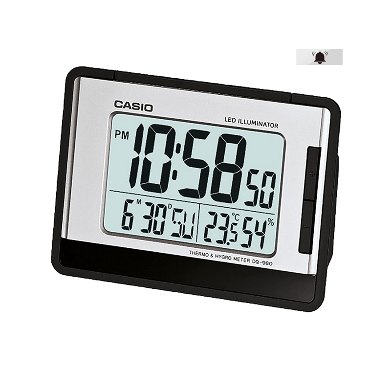 Casio DQ750F-1D Black LED Light Digital Alarm Desk Clock Thermometer Snooze NEW 