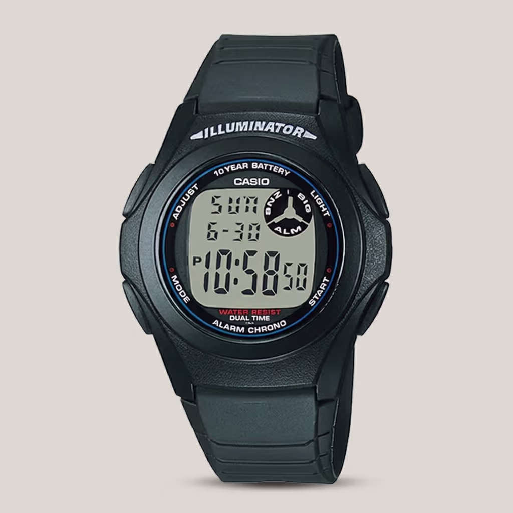 casio F-200W-1A black resin band digital dial mens hand watch