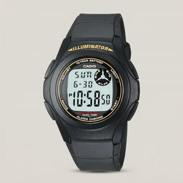 casio F-200W-9A black resin band digital dial mens hand watch
