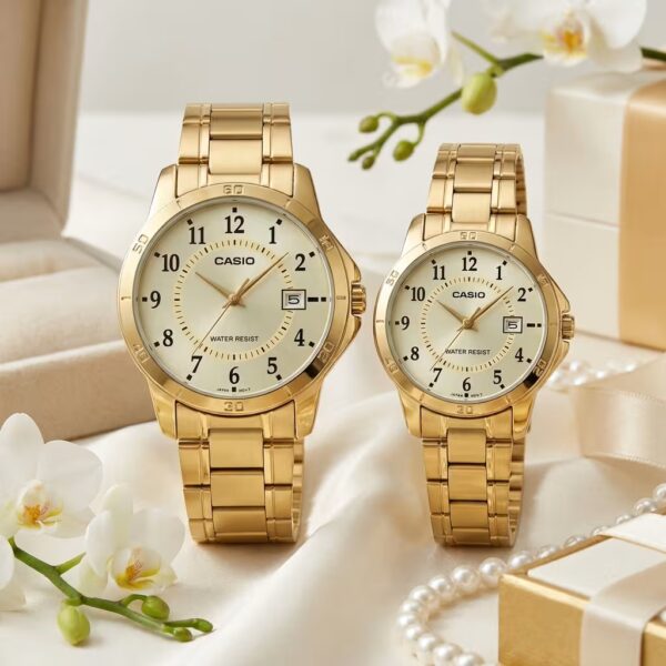 Casio Wedding Gift Watch Set for Couples | Gold Stainless Steel Couple Watches Pakistan