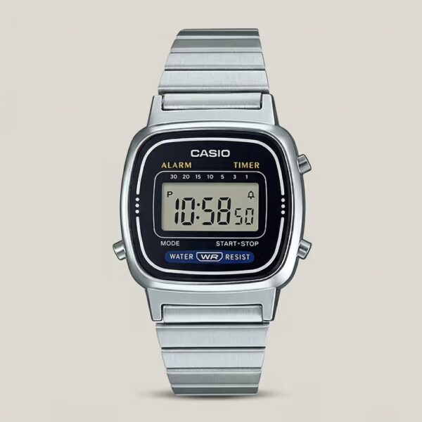 casio LA670WA-1 silver stainless steel ladies digital vintage wrist watch