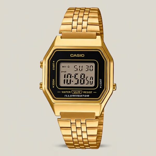 Casio LA680WGA-1D golden stainless steel ladies digital vintage wrist watch