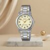 Casio LTP-V001SG-9B ladies champagne dial watch with silver and gold two-tone stainless-steel bracelet