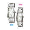 Casio square dial silver steel chain couple gift pair watches for him & her. Male pair watch model MTP-1165A-7C2 & ladies pair watch model LTP-1165A-7C2.