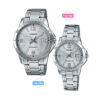 casio-mtp-ltp-v004d-7b2-his and her pair branded watches silver chain and dial water resistant couple gift wrist watches