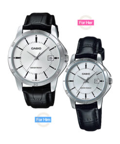 casio-mtp-ltp-v004l-7a-his and her pair leather strap analog branded water resistant couple gift wrist watches