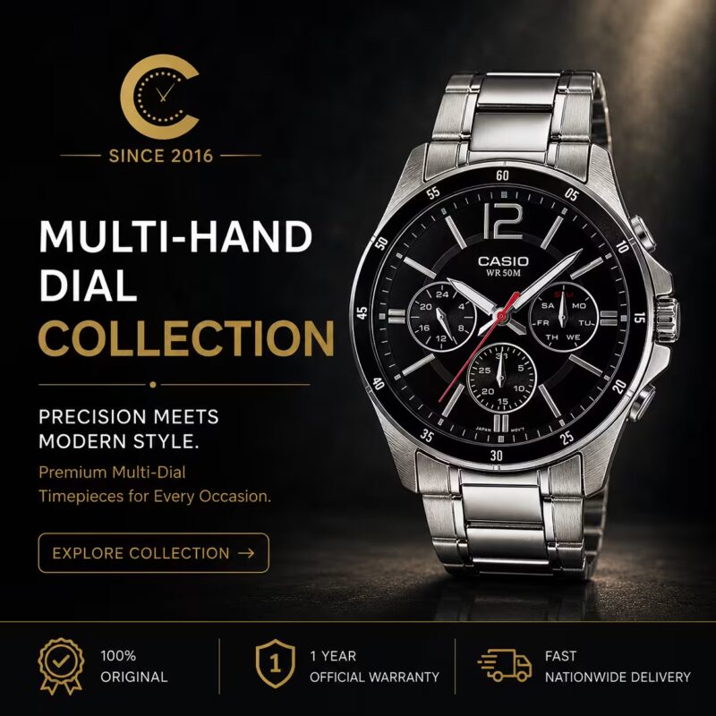 Casio men's multi-hand dial collection banner